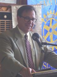 Alpine Energy executive Don Hurd addresses the St. Croix Rotary Club Thursday at Gertrude’s Restaurant. Alpine Energy executive Don Hurd addresses the St. Croix Rotary Club Thursday at Gertrude’s Restaurant.